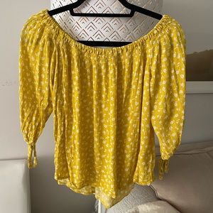 Yellow and white off the shoulder top
